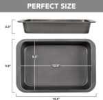 Cake Pan, Nonstick Baking Pan for Cake, Bread, Brownie or Lasagna, Heavy Duty Baking Dish with Diamond Texture Pattern and Wide Grips - Image 3