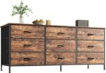 Huuger 9 Drawer Dresser, 55 Inch TV Stand for 55, 60 Inch TV, Entertainment Center with Drawers, Large Storage Fabric Dresser for Bedroom, Closet, Rustic Brown - Image 2