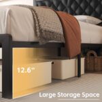 Queen Bed Frame with Headboard PU Leather Upholstered Bed Frame Platform,All Metal Slats Support Platform Bed Frame with Storage Space,Easy Assembly,Noise Free,No Box Spring Needed,Black - Image 6