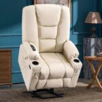 MCombo Large Power Lift Recliner Chair Sofa with Massage and Heat for Big and Tall Elderly People, 3 Positions, Cup Holders, and USB Ports, Faux Leather 7539 (Large, Cream White) - Image 3