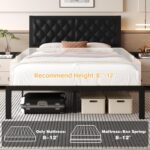 Queen Bed Frame with Headboard PU Leather Upholstered Bed Frame Platform,All Metal Slats Support Platform Bed Frame with Storage Space,Easy Assembly,Noise Free,No Box Spring Needed,Black - Image 8