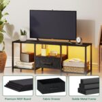 TV Stand with LED Lights, Entertainment Center with Open Shelves and Fabric Drawer, Media Console for 55 Inch TV, Television Stands for Living Room, Bedroom, Black - Image 8