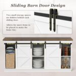 YESHOMY Farmhouse TV Stand for Televisions up to 65 Inches, Sliding Barn Doors and Storage Cabinets, Console Table and Media Furniture for Living Room, 58 Inch, Milk White - Image 6