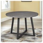 Signature Design by Ashley Centiar Mid Century Round Dining Room Table with Metal Legs, Gray & Black - Image 3