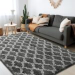 Shag Area Rug 5x7 Feet Extra Soft Rugs for Living Room, High Pile Indoor Carpet for Bedroom, Playroom, Nursery, Home Decor, Geometric, Dark Grey/White - Image 6