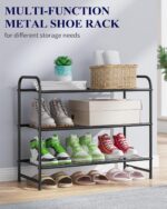Kitsure Shoe Rack - Stainless Steel Shoe Organizer, Sturdy Shoe Rack for Closet and Front Door Entrance, Free Standing Shoe Shelf, Closet Organizers and Storage, 25.6" Wide - 3 Tier, Black - Image 9