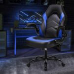 OLIXIS Computer Gaming Chair - PU Leather Ergonomic Lumbar Support with Flip-up Armrest and 360° Swivel Wheels, Height Adjustable Task Home Office Desk Video Racing, Blue - Image 8