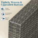 5 Pieces Outdoor Patio Furniture Set, Patio Sectional Furniture Set, All-Weather Wicker Rattan Patio Conversation Set with Washable Thick Cushions and Coffee Table, Outdoor Patio Sofa Couch Set, Beige - Image 4