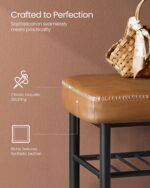 VASAGLE EKHO Collection - Shoe Rack Bench, Storage Bench for Entryway, Synthetic Leather with Stitching, Mid-Century Modern, Loads 300 lb, 11.8 x 31.5 x 19.7 Inches, Caramel Brown ULSB054K01 - Image 6