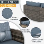 Shintenchi Outdoor Patio Furniture Sets, Wicker Patio sectional Sets 3-Piece, All Weather Wicker Rattan Patio Seating Sofas with Glass Coffee Table and Cushion - Image 4