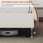 Yaheetech Queen Bed Frames with Adjustable Headboard, Chenille Fabric Upholstered Headboard/Platform Bed, Queen Size Bed Frame No Box Spring Needed/Wood Slats Support/Easy Assembly/Beige - Image 6