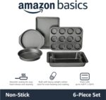 Amazon Basics 6 Piece Nonstick, Carbon Steel Oven Safe Bakeware Set with Cake, Muffin, Cookie, and Loaf Pans, 6 Piece, 16.25 x 11.75 x 6.25 inches - Image 3