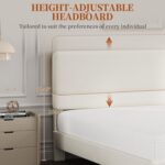 Yaheetech Queen Bed Frames with Adjustable Headboard, Chenille Fabric Upholstered Headboard/Platform Bed, Queen Size Bed Frame No Box Spring Needed/Wood Slats Support/Easy Assembly/Beige - Image 5