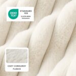 Bedsure Cute Dog Bed for Small Medium Dogs - Washable Furry Puppy Beds, Rectangle Orthopedic Corduroy Fleece Pet Beds with Removable Zipper Cover, 25x21x7inches, Cream - Image 3