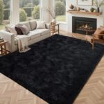 Black Rugs for Living Room Fluffy 4x6 ft Bedroom Rug Non-Slip Area Rugs Shag Carpet for Nursery Kids PlayRoom Dorm Office Indoor Modern Plush Carpets Boys - Image 10