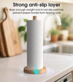 Wooden Paper Towel Holder Stand - Kitchen Paper Hanger Rack Bathroom Towel Roll Stand Organizer Simply Standing Countertop Paper Roll Holder, WPTH - Image 3