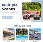 Vongrasig 5 Piece Patio Furniture Sets, Outdoor Patio Set Sectional Sofa, All-Weather PE Rattan Outdoor Couch with Ottoman, Glass Table for Garden, Backyard, Porch, Beige - Image 8