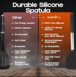 Silicone Spatula Set - Turner Spatulas Silicone Heat Resistant 600°F - Slotted & Solid Spatula for Cooking Fish, Eggs, Pancakes Flipper – Spatulas for kitchen use – Black - Image 6