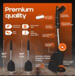 Silicone Spatula Set - Turner Spatulas Silicone Heat Resistant 600°F - Slotted & Solid Spatula for Cooking Fish, Eggs, Pancakes Flipper – Spatulas for kitchen use – Black - Image 3