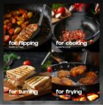 Silicone Spatula Set - Turner Spatulas Silicone Heat Resistant 600°F - Slotted & Solid Spatula for Cooking Fish, Eggs, Pancakes Flipper – Spatulas for kitchen use – Black - Image 4