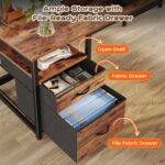 PRAISUN 63 Inch L Shaped Desk with Power Outlets and USB-C Port, Computer Corner Home Office Desk with File Fabric Drawers and Movable Monitor Stand, Larger Storage, Gaming, Writing, Rustic Brown - Image 6