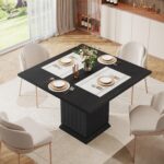 Tribesigns Square Dining Table with 2 Placemats, Modern Engineered Wood Small Dinner Kitchen Table for 4 People (Black) - Image 6