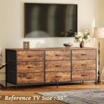Huuger 9 Drawer Dresser, 55 Inch TV Stand for 55, 60 Inch TV, Entertainment Center with Drawers, Large Storage Fabric Dresser for Bedroom, Closet, Rustic Brown - Image 3