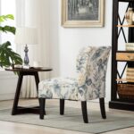Roundhill Furniture Capa Print abric Armless Contemporary Accent Chair, Blue Leaves - Image 6