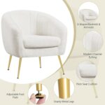 Yaheetech Sherpa Fabric Accent Chair, Modern Cozy Vanity Chair with Gold Metal Legs, Boucle Fabric Armchair with Removable Seat Cushion for Living Room Bedroom Office Guest Room, Ivory - Image 5