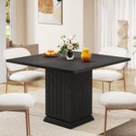 Tribesigns Square Dining Table with 2 Placemats, Modern Engineered Wood Small Dinner Kitchen Table for 4 People (Black) - Image 9