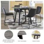 Signature Design by Ashley Centiar Mid Century Round Dining Room Table with Metal Legs, Gray & Black - Image 4