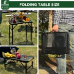 2Ft Small Folding Table with Carry Handle, Adjustable Height 10.6–22 in, Black Metal Mesh, Portable & Compact Indoor/Apartment/Card/Side/Grill Table, 23.6×15.8 in, 4 lb, 66 lb Capacity - Image 5