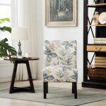 Roundhill Furniture Capa Print abric Armless Contemporary Accent Chair, Blue Leaves - Image 7