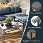 Shintenchi Outdoor Patio Furniture Sets, Wicker Patio sectional Sets 3-Piece, All Weather Wicker Rattan Patio Seating Sofas with Glass Coffee Table and Cushion - Image 3