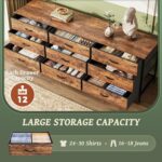 Huuger 63 Inch Dresser for Bedroom, Dresser for Closet with 9 Drawers, Large TV Stand for 55, 65, 70 Inch TV, Entertainment Center with Storage, Wide Long Chest of Drawers, Rustic Brown - Image 5