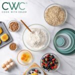 COOK WITH COLOR 12 Pc Glass Mixing Bowl Set with Lids – Borosilicate Glass Nesting Bowls for Cooking, Baking and Meal Prep, Fluted Sage - Image 3