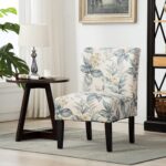 Roundhill Furniture Capa Print abric Armless Contemporary Accent Chair, Blue Leaves - Image 2