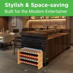 NutriChef 36 Bottle Wine Rack Stackable Bamboo Freestanding, 4-Tier Modular Shelf, Sturdy Wobble Free, Upgraded 2026 Design, Easy No-Tool Assembly for Kitchen, Cellar or Bar Storage 33.5" x 10" x 21" - Image 3