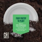 Stack Man 100% Compostable Paper Plates 9 Inch Heavy-Duty [125-Pack] Eco-Friendly White Bagasse Disposable Plates Made of Natural Sugarcane Fibers - 9" Biodegradable Plate (BPI-Certified) (PFAS-Free) - Image 6