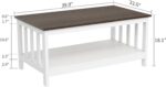 ChooChoo Farmhouse Coffee Table, White Living Room Table with Shelf, 40 Inch - Image 3