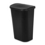 Sterilite 24-Pack Lift Top Wastebasket, D-Shape Trash Can w/Hinged Lid, 11.3 Gallon, Black - Modern Garbage Bin for Kitchen, Bathroom, Garage or Workspace, Fits 13-Gal Waste Liner - Image 2
