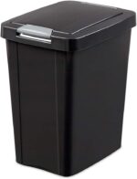 Sterilite 7.5 Gallon TouchTop Wastebasket with Lid That Opens with Touch, Conceals Trash in the Kitchen, Bathroom, Mudroom or Office, Black, 1-Pack - Image 2