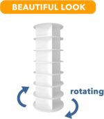 SpaceAid 7 Tier Rotating Shoe Rack Tower, Spinning Shoe Display Lazy Susan, Revolving 360 Shoe Rack Storage Round Carousel, Vertical Handbag Rotate Shoes Closet Organization (7-Tier White) - Image 8
