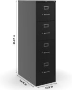 Staples 4-Drawer Vertical File Cabinet, Letter Size Documents, Lockable, 25" D x 15" W x 51.97" H, Black - Image 4