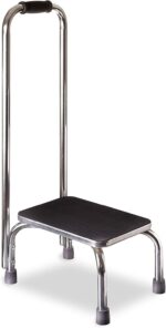 DMI Step Stool with Handle and Non Skid Rubber Platform, Lightweight and Sturdy Stool for Seniors, Adults and Children, Holds up to 300 Pounds with 9.5 Inch Step Up, 17.3"D x 12.3"W x 34"H, Chrome - Image 2