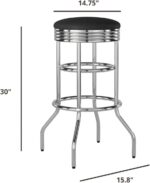 TRINITY Heavy Duty 30-Inch Backless Swivel Bar Stool for Kitchen, Garage, or Workshop, Chrome Finish with Faux Leather Seat, 2 Pack, Black - Image 4