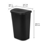 Sterilite 24-Pack Lift Top Wastebasket, D-Shape Trash Can w/Hinged Lid, 11.3 Gallon, Black - Modern Garbage Bin for Kitchen, Bathroom, Garage or Workspace, Fits 13-Gal Waste Liner - Image 4