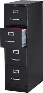Staples 4-Drawer Vertical File Cabinet, Letter Size Documents, Lockable, 25" D x 15" W x 51.97" H, Black - Image 2