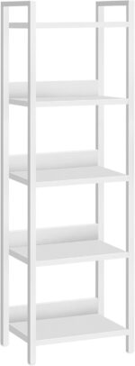 Bookshelf, 5-Tier Bookcase, Standing Book Shelf for Small Space, Storage Shelf Organizer, for Living Room, Bedroom, Study, Balcony, White BKBW5501 - Image 2