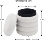 15 Inch Round Storage Ottoman Modern Footrest with Soft Padded Seat, Foot Stool Vanity Stool for Living Room/Hallway/Makeup/Bedrooms, Boucle Ottoman Seat, Teddy White - Image 3